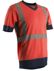 TEE-SHIRT MANCHE COURTE HAUTE VISIBILITE KOMO ROUGE/MARINE M