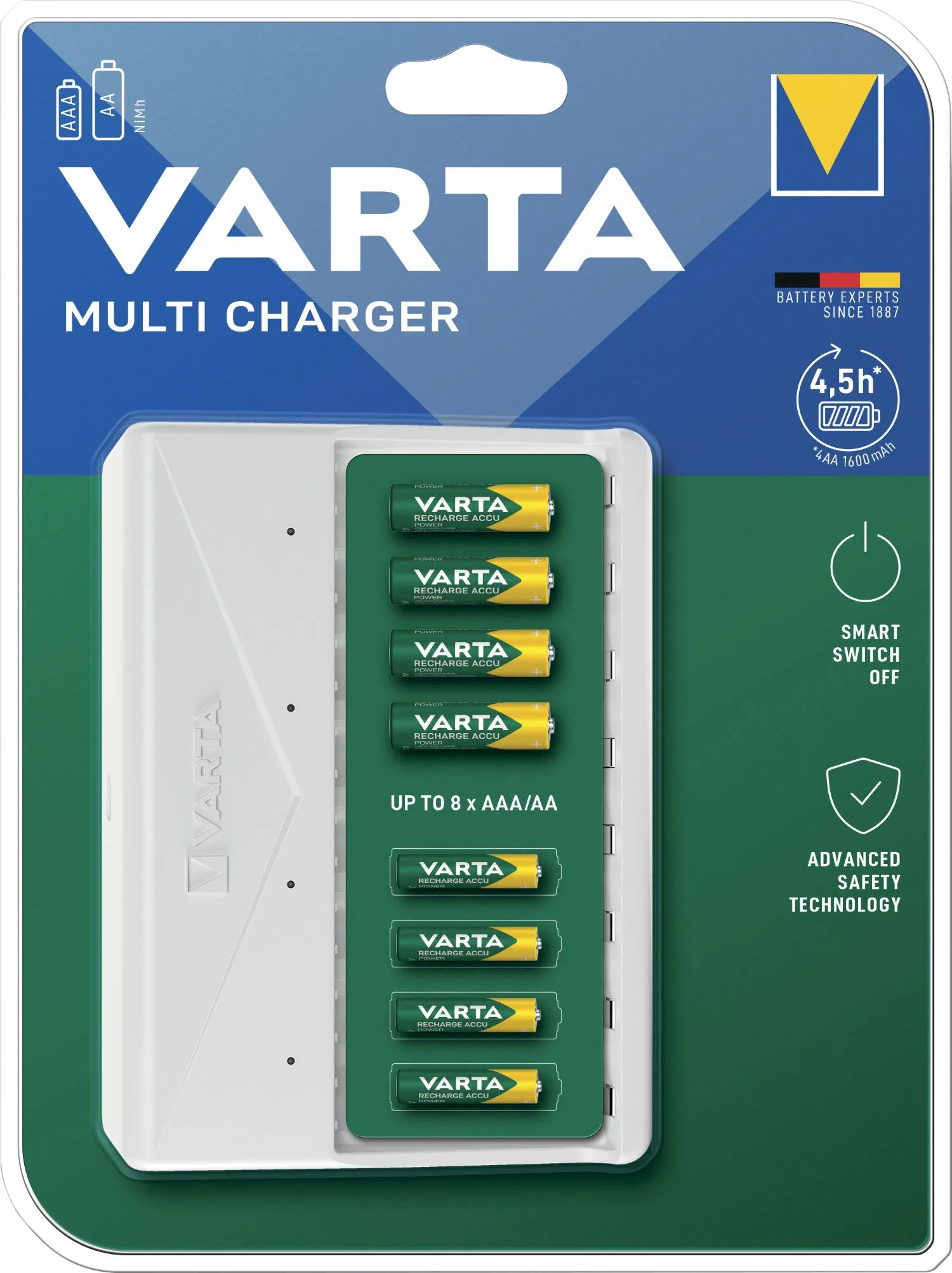 CHARGEUR 4,5H AAA/AA 8 CANAUX - Varta