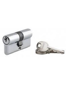Cylindre de Porte Aluminium Sécurisé 5 Goupilles 30x30 Double Chromé (+ 3 Clés) - Thirard