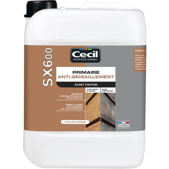 Saturateur primaire SX600 anti-grisaillement incolore bois extérieur (5L) - Cecil