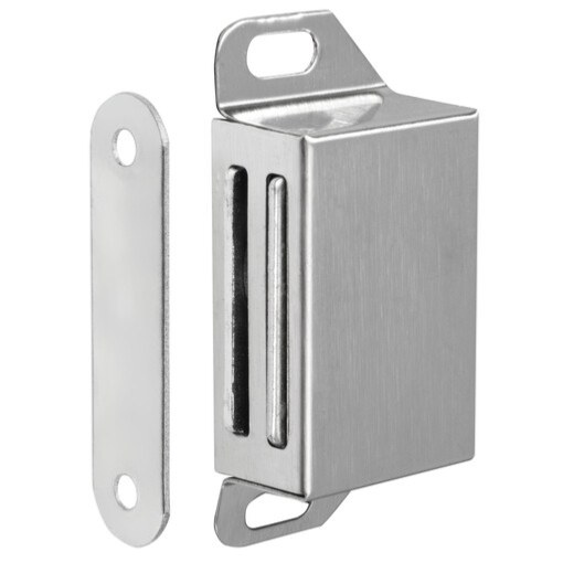 Aimant magnétique pour fermeture de meuble Gris Inox satiné 35 x 46 x 12 mm - Lokendo