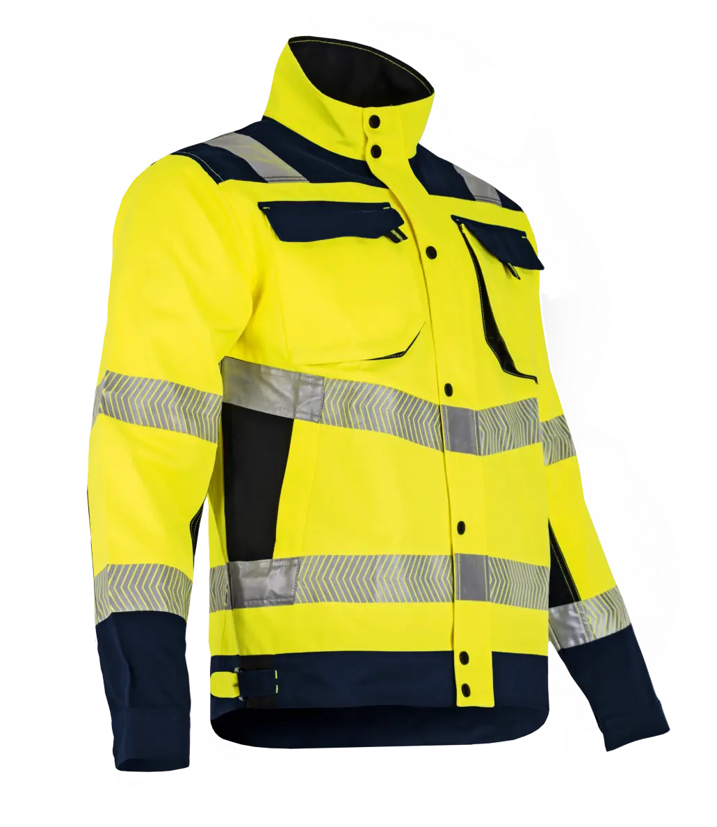 BLOUSON HAUTE VISIBILITE REFLEXION MARINE/JAUNE