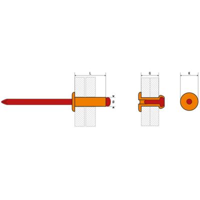 Rivet standard tige acier corps aluminium tête large ASL Ø4,8 (Boîte x250) - Scell-It