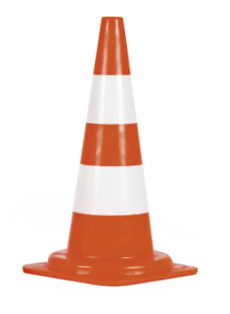 BALISE SIGNALISATION PE ORANGE FLUO 50CM 2 BANDES BLANCHES BS50B