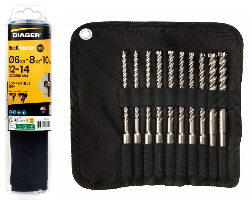 FORET BETON SDS+ ROCKFASTER (TROUSSE DE 10) - Diager