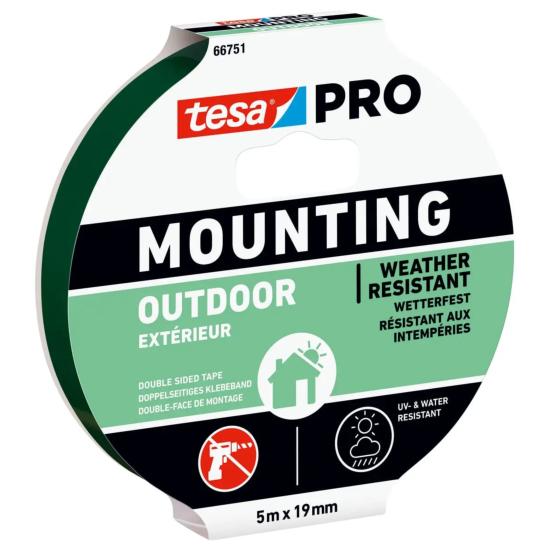 Double Face Extérieur PRO Résistant aux Intempéries 5m x 19mm Mouting® 66751 - Tesa