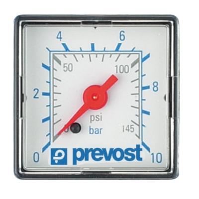 Manomètre sur plaque pression max 10 bar boitier carré 4cm G 1/8 MT CA1040P - Prevost