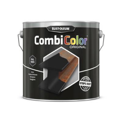 Peinture CombiColor Mtal 2,50L Noir Brillant RAL 9005 (7379.2.5) - Rust Oleum