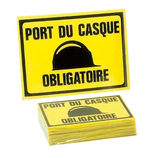 Panneau "port du casque obligatoire" chantier rectangle jaune - Novap