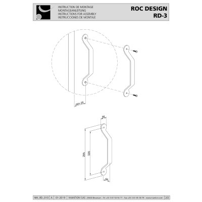 Poignée Oméga Pose Applique Porte Coulissant Bois Noir Moderne (RD-3B ROC DESIGN®) - Mantion