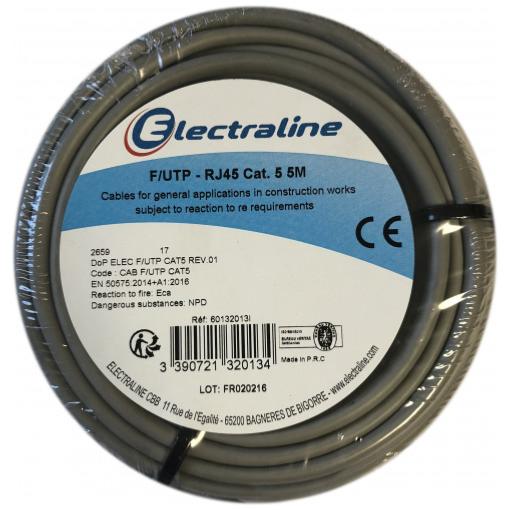 Bobine pour relier ordinateur en réseau FTP RJ45 Gris (5m) - Electraline