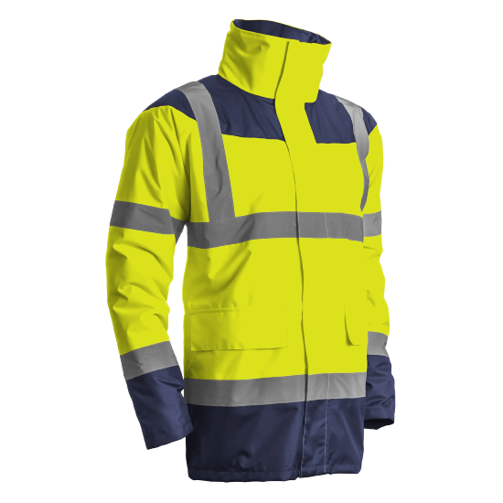 PARKA KETA MATELASSEE POLYSTER HI-VIZ JAUNE/MARINE - Coverguard