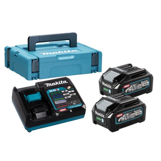 Pack batteries 40 V 4 Ah Max XGT Lithium-Ion avec chargeur rapide (Coffret 191J97-1) - Makita