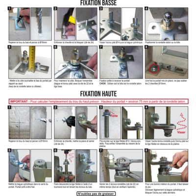 Pivot portail acier à cheviller tube 50 avec seuil (A011100) - ING Fixations