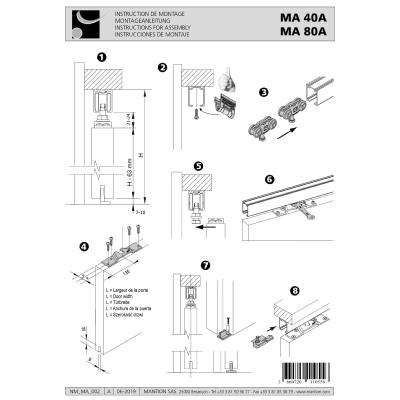 Kit Garniture Porte Droite Coulissante avec rail 190mm MA80A-190 (MA 80A®) - Mantion