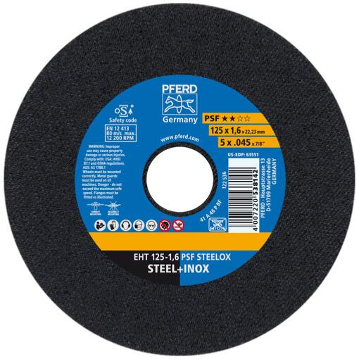 Disque à tronçonner EHT 125-1,6 PSF STEELOX 538142 (Lot x25) - Pferd