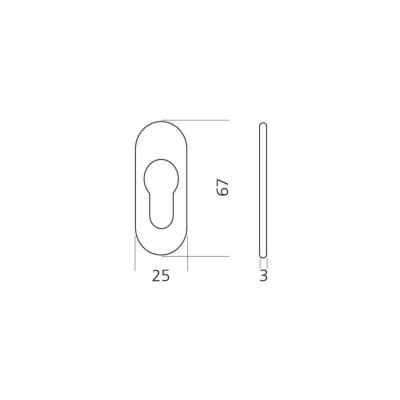 Rosace autocollante pour entrée cylindre porte ovale alu adhésive 67x25mm - Argenta