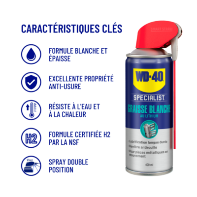 Graisse blanche lithium Specialist® lubrifie métal longue durée antirouille - WD40