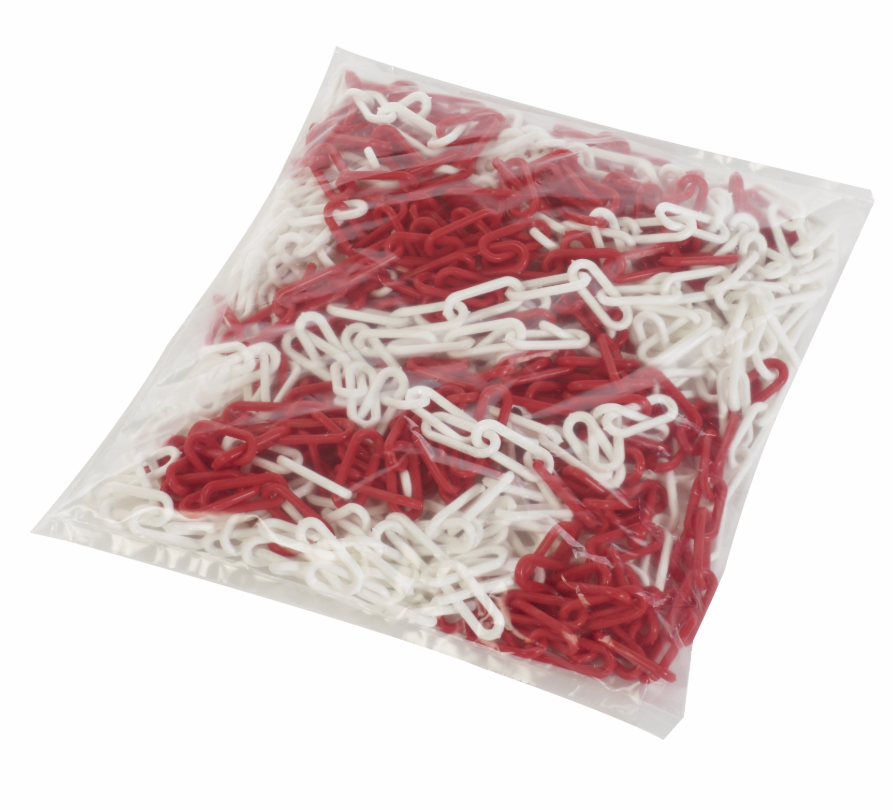 CHAINE DE SIGNALISATION ROUGE/BLANC 8MM (SAC 25M) - Novap