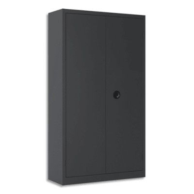 Armoire haute monobloc 2 portes battantes gris anthracite 90x180x43cm (481306) - SNOR