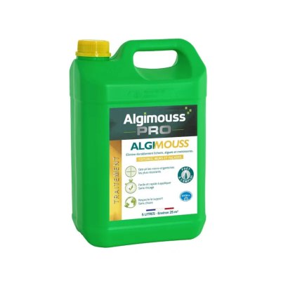 Antimousse élimine lichens, algues, moisissure pour toiture et mur 5L - Algimouss