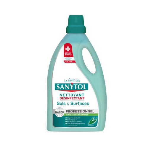 Désinfectant nettoyant antibactériens Sols & Surfaces 99,9% Eucalyptus (5L) - Sanytol