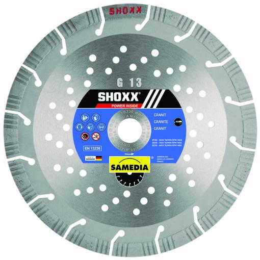 Disque diamant Shoxx G13 pour béton et granit alésage 22,23mm segment 13mm - Samedia