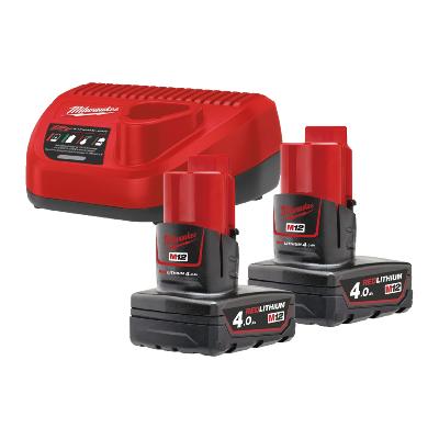 Pack NRJ 2 Batteries 12V 4AH M12 NRG-402 + Chargeur - Milwaukee