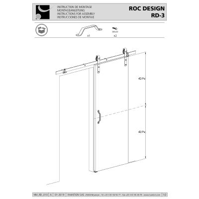 Poignée Oméga Pose Applique Porte Coulissant Bois Noir Moderne (RD-3B ROC DESIGN®) - Mantion
