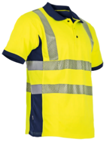 POLO MANCHE COURTE HAUTE VISIBILITE VISION MARINE/JAUNE T3