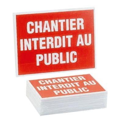 Panneau "interdit au public" chantier signalisation rouge rectangle - Novap