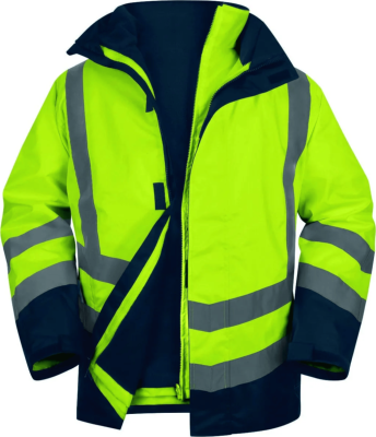 PARKA HAUTE VISIBILITE OPTIMUM3 5 EN 1 JAUNE FLUO/BLEU MARINE