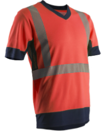TEE-SHIRT MANCHE COURTE HAUTE VISIBILITE KOMO ROUGE/MARINE M