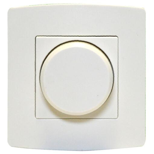 Interrupteur variateur rotatif + plaque Bali blanc (Encastré) - Electraline