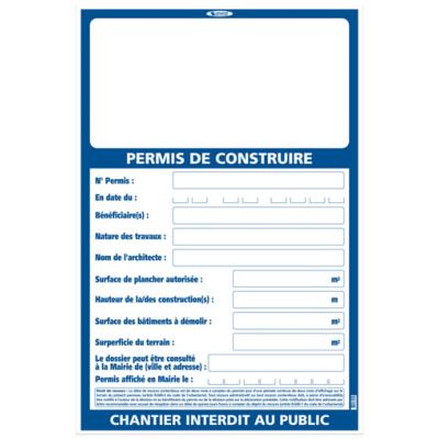 Panneau "permis construire" grand format 80x120cm travaux chantiers - Taliaplast