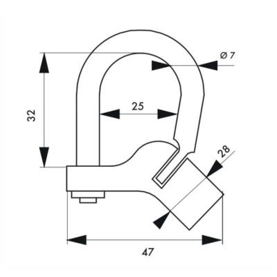 Cadenas d'artillerie à talon coudé anse acier triangle 5mm anse Ø7 - Thirard